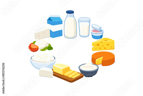 Dairy Products Circle Illustration