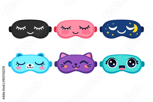 Cute kawaii sleep masks with glowing effects