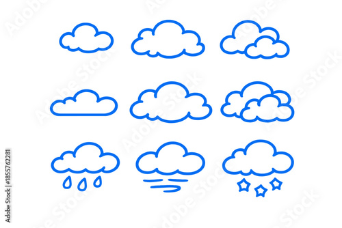 Blue Neon Cloud Icons