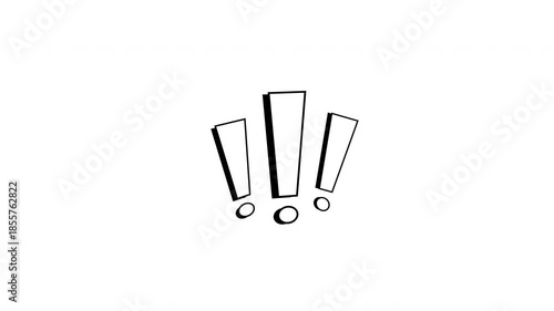 4K animated exclamation mark on transparent background
