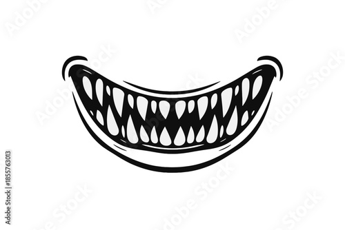 Monster grin with sharp teeth