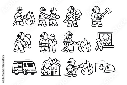 Firefighter Icons Set