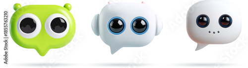 Cute Chatbot Message Icons 3D AI Assistant Characters