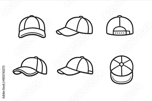 Baseball Cap Icons Set