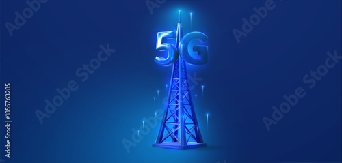 5G Network Tower with Wireless Connectivity Technology Concept