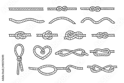 Collection of nautical knots and rope patterns