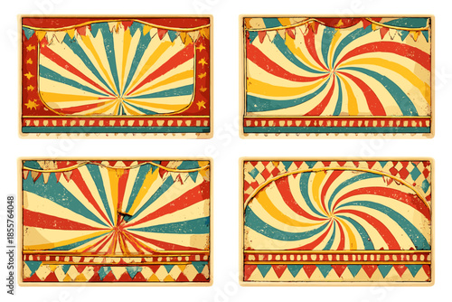 Retro Circus Tent Panels with Swirling Patterns