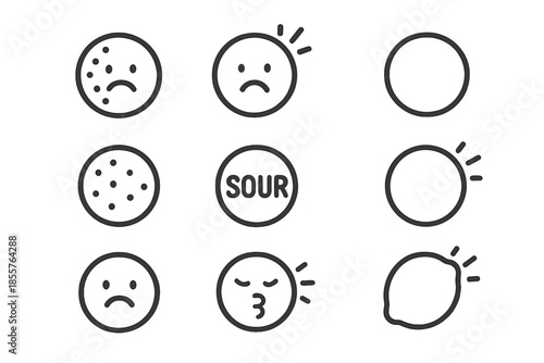 Set of icons representing taste and emotion