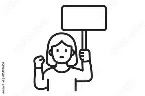 Person holding a protest sign with raised fist
