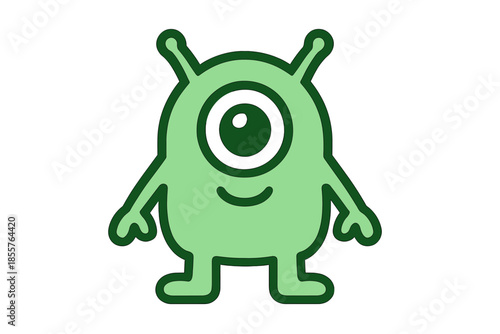 Cute Green One-Eyed Alien Character