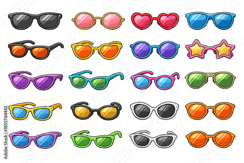 Collection of colorful cartoon sunglasses