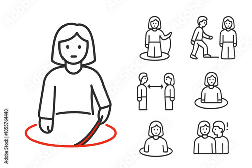 Social distancing icons and graphics