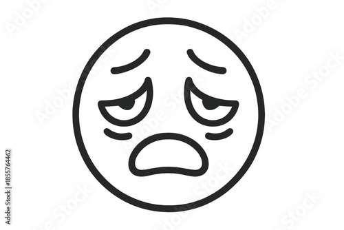 Sad emoji face icon with downcast eyes and open mouth