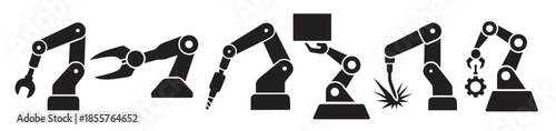  robotic arm icon set illustration