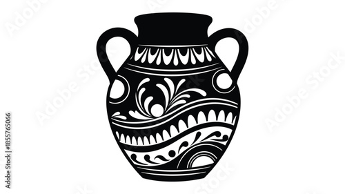 Ancient greek amphora with detailed patterns a striking black silhouette