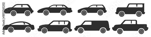  simple car icon silhouette vectors