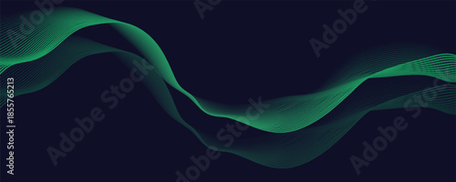 Elegant Blue and Green Line Wave Design with Fluid Dynamics, Perfect for High-Tech Backgrounds, Futuristic Digital Artwork, and Contemporary Graphic Design Projects