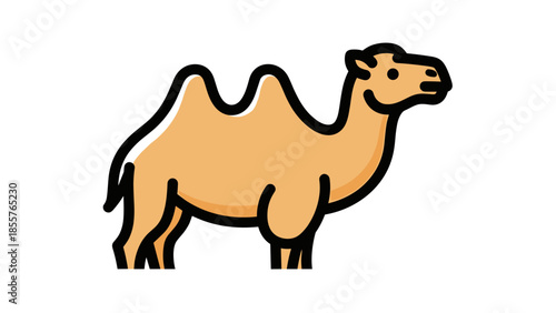 Camel Standing Sideways Simple Illustration.