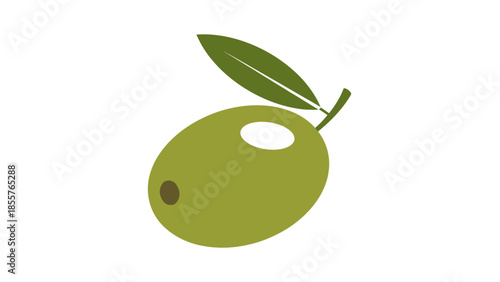 Green Olive with Leaf Illustration.