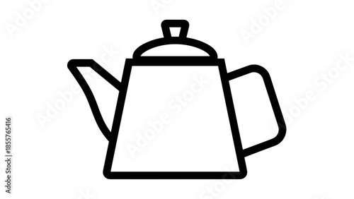 Simple Black Line Drawing of Teapot.