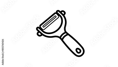 Simple Black Line Drawing of Pastry Brush.