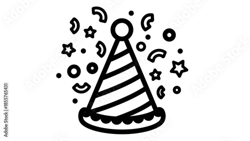 Simple Black Party Hat Illustration.