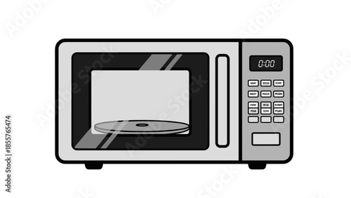 Simple Line Drawing of Microwave Oven.