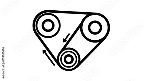 Simple Line Drawing of Serpentine Belt.