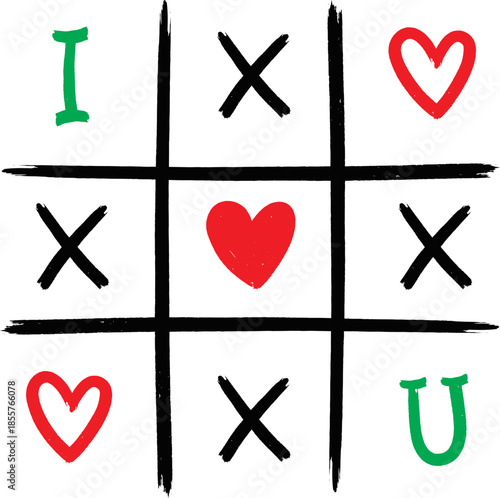 Tic tac toe game with i love you message, Valentines Day