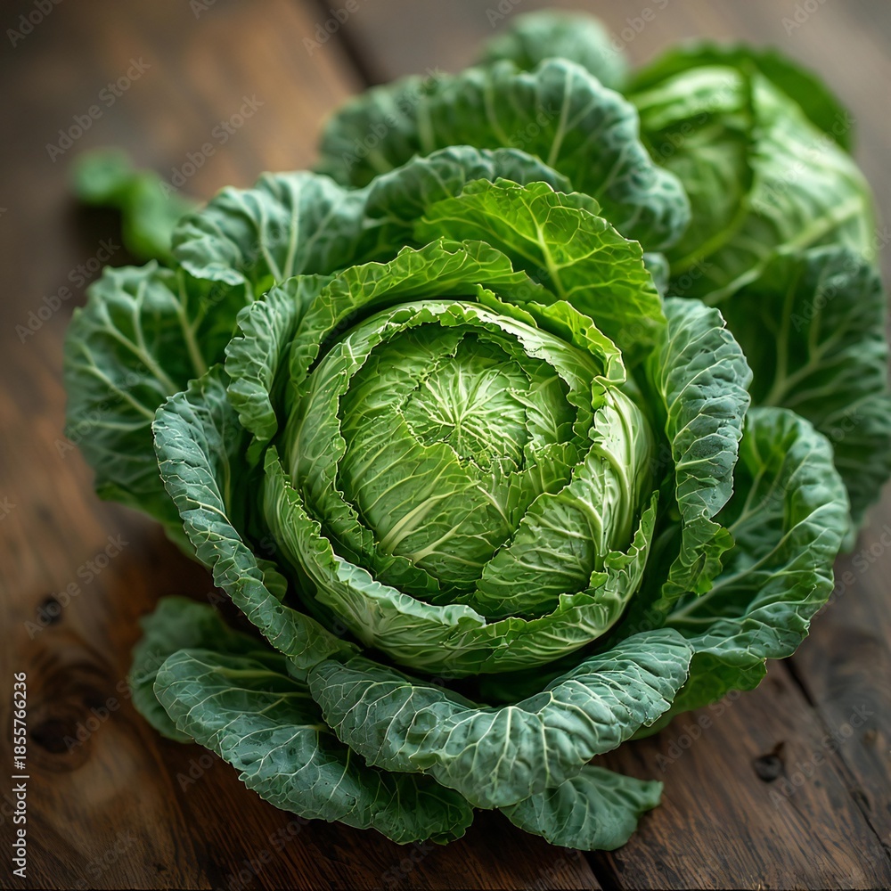 Fototapeta premium green cabbage in the wodden table