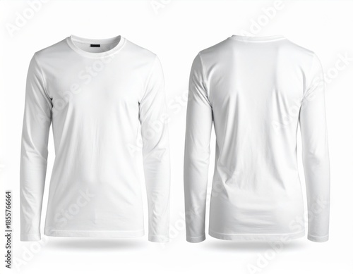 White Long Sleeve T-Shirt Mockup Front and Back View
