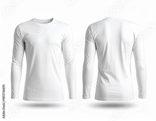 White Long Sleeve T-Shirt Mockup Front and Back View