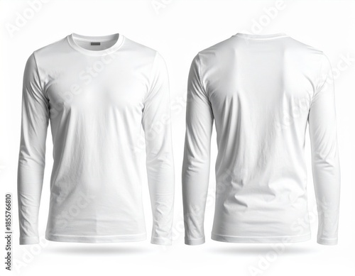White Long Sleeve T-Shirt Mockup Front and Back View