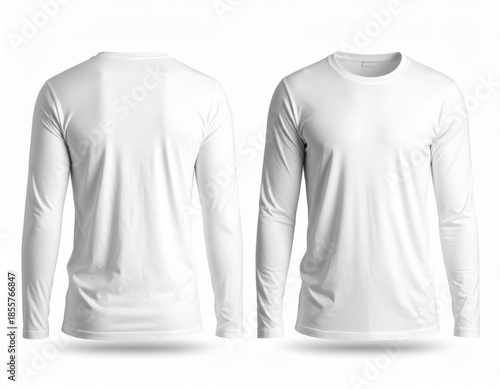 White Long Sleeve T-Shirt Mockup Front and Back View