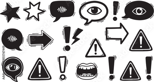 Set of vector icons and symbols in various shapes for web and design use