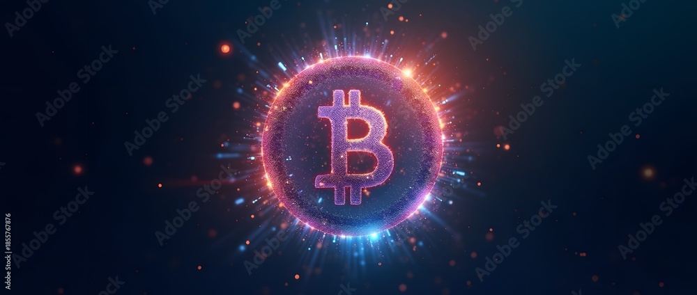 Obraz premium Glowing Bitcoin symbol illustration of digital finance and cryptocurrency.