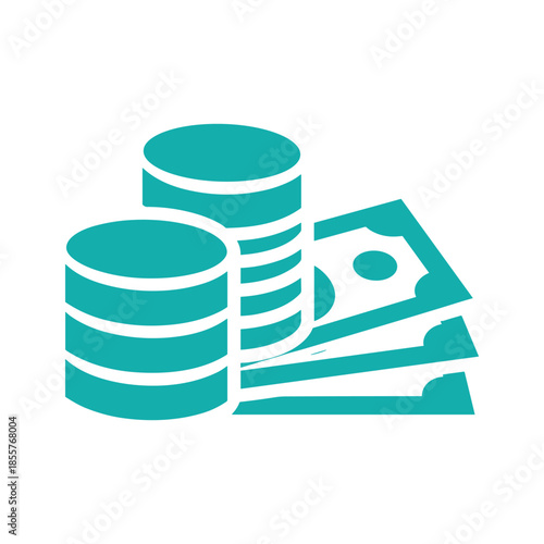 Stack of Coins and Bills Icon