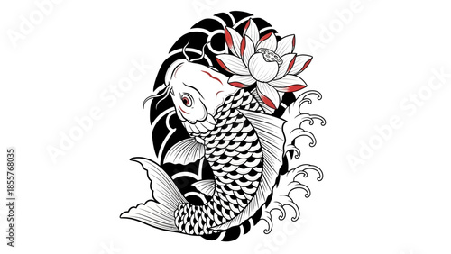 Tribal koi fish tattoo vector design