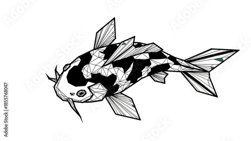Geometric koi fish tattoo vector illustration