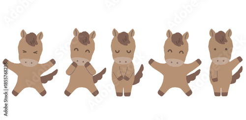 2頭身のかわいい干支シリーズ　午年/主線なし　表情と動きのある全身セット