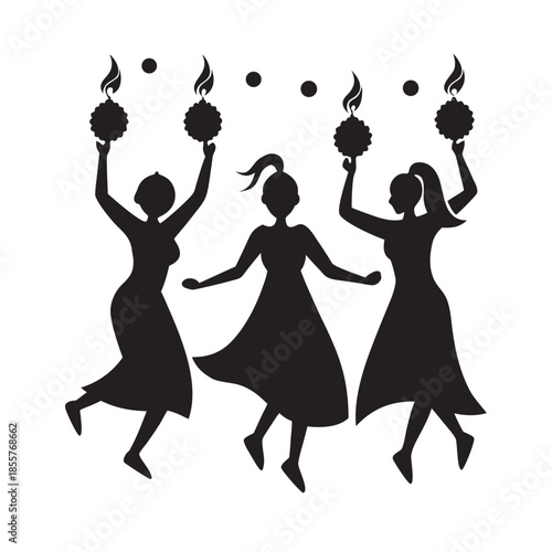 Diwali Joyful Festival Dance Silhouette Scene