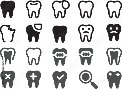 Comprehensive Icons for Dental Health Oral Care and Tooth Conditions
