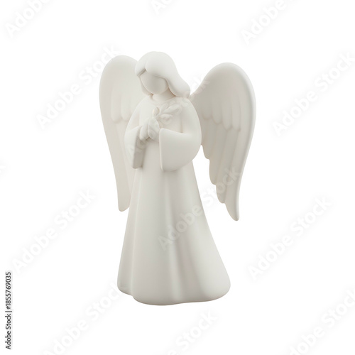 White Angel Figurine with Wings Outstretched.