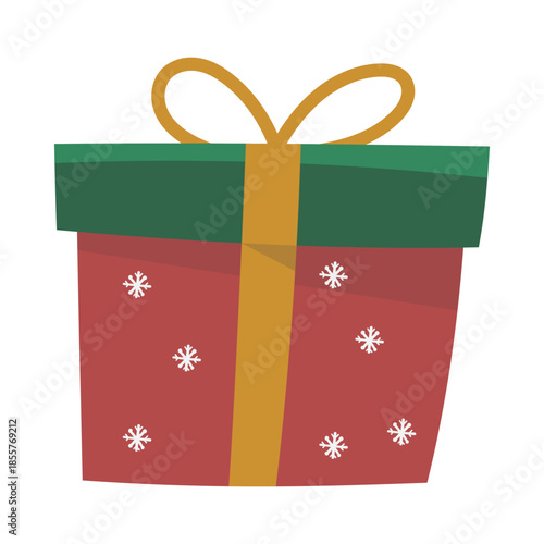 Illustration of Christmas Gift with Snowflakes
