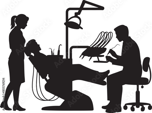 Dental care team providing treatment in a clinical setting for patient health