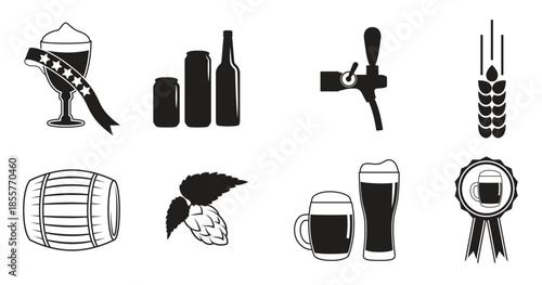set of icons on a theme beer