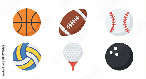 A colorful variety of sport balls including basketball football baseball golf bowling and volleyball