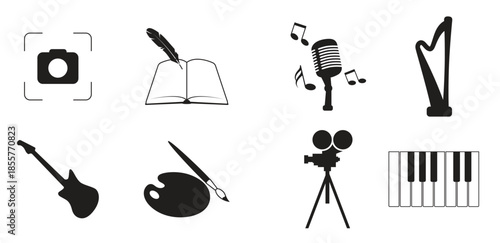 set of isolated icons on a theme art 