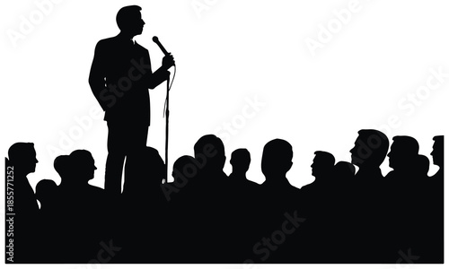  silhouette of the politician before a microphone white 