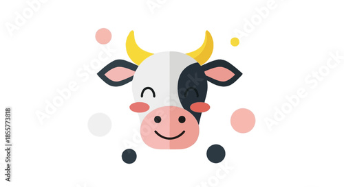 Playful cartoon cow with cheerful expression and vibrant colors